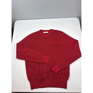 Mutual Weave Red Waffle Knit Sweater Crewneck Cotton Blend Mens Large